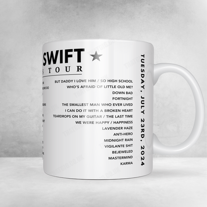 Taylor Swift Setlist Mug - Volksparkstadion, Hamburg, Germany, July 23rd 2024