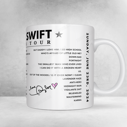 Taylor Swift Setlist Mug - Wembley Stadium, London on June 23rd 2024.