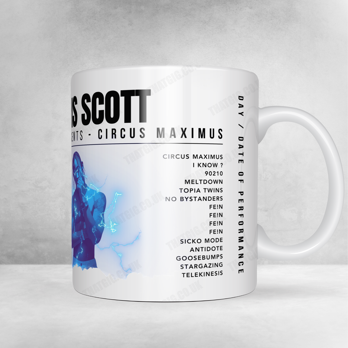 Travis Scott 11oz Setlist Mug - Tottenham Hotspur Stadium, London on July 11th 2024