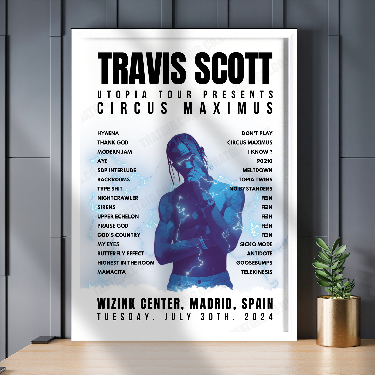 Travis Scott Setlist Poster - Wizink Center, Madrid, Spain - July 30th, 2024