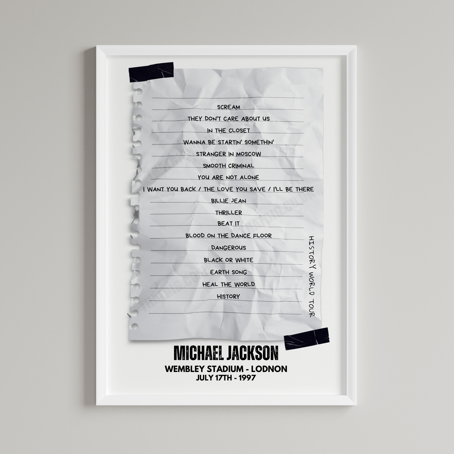 Michael Jackson Retro Setlist Poster - Wembley Stadium, London, July 17th 1997