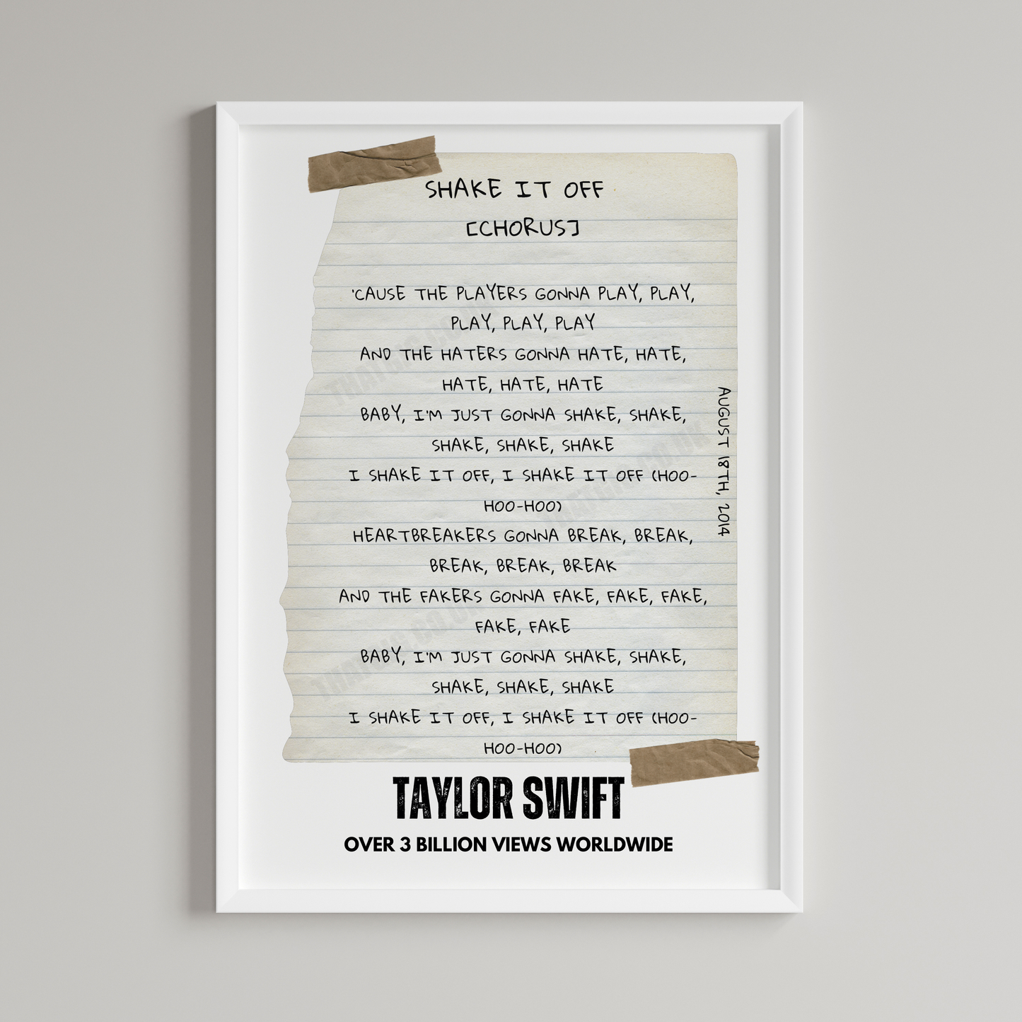 Taylor Swift "Shake It Off" Lyric Poster