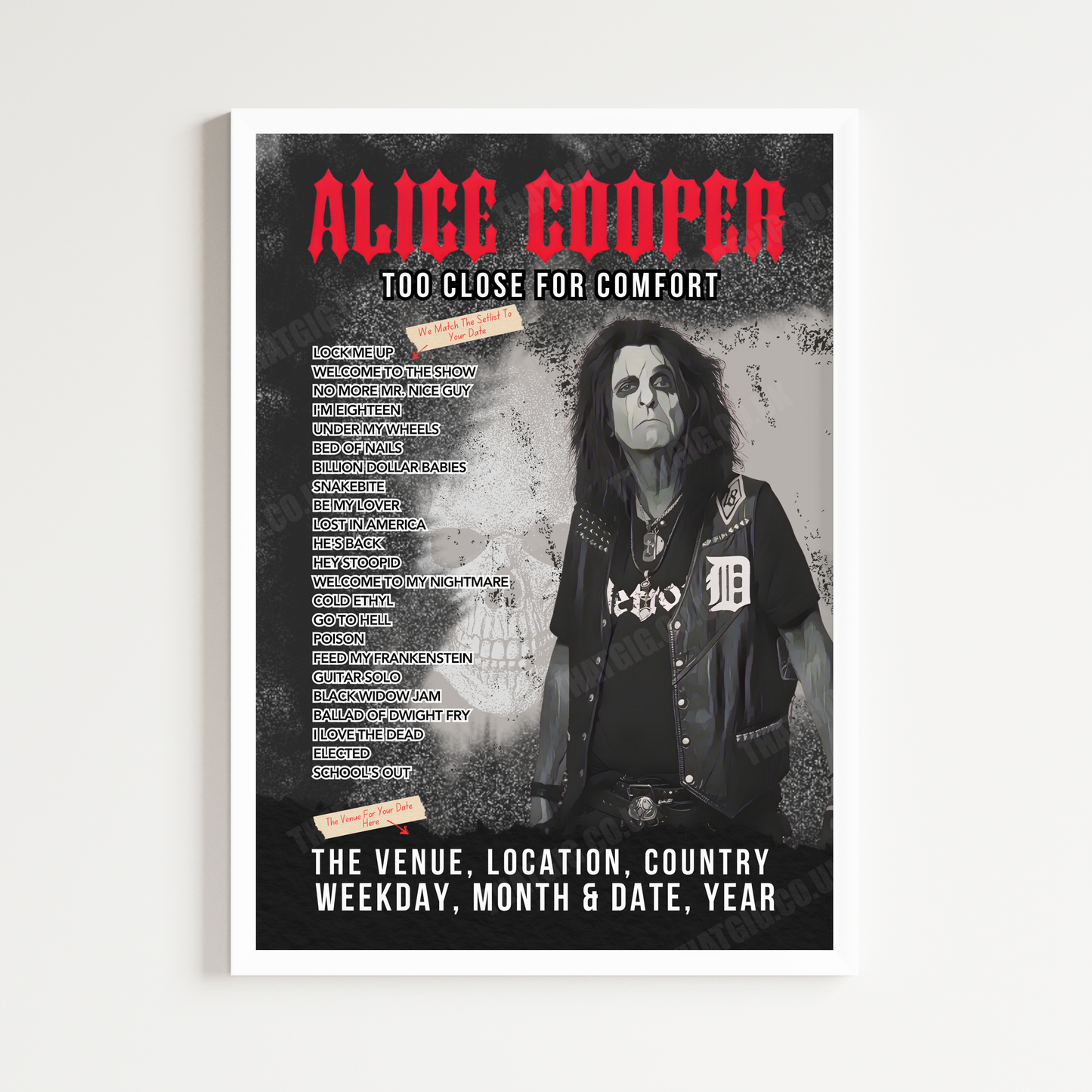 Alice Cooper Setlist Poster - Olympiahalle, Munich, Germany - October 8th, 2024