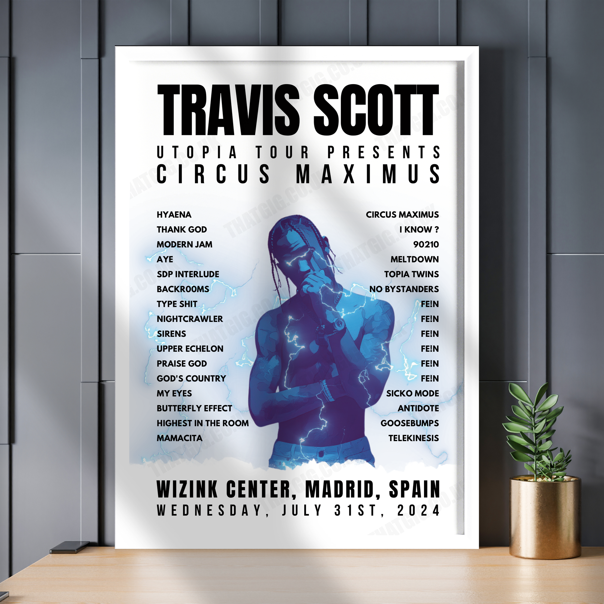 Travis Scott Setlist Poster - Wizink Center, Madrid, Spain - July 31st, 2024