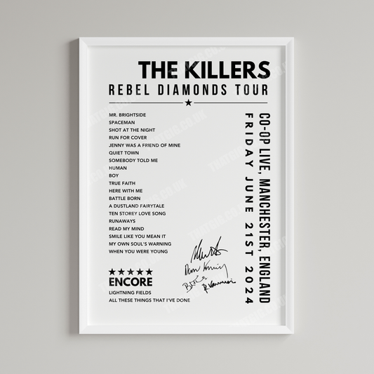 The Killers Setlist Poster - at the CO-OP Live, Manchester - June 21st, 2024