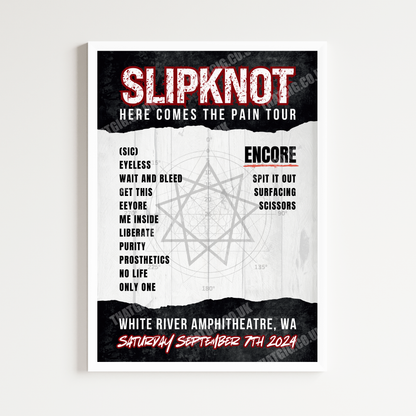 Slipknot Setlist Poster - White River Amphitheatre, WA - September 7th, 2024