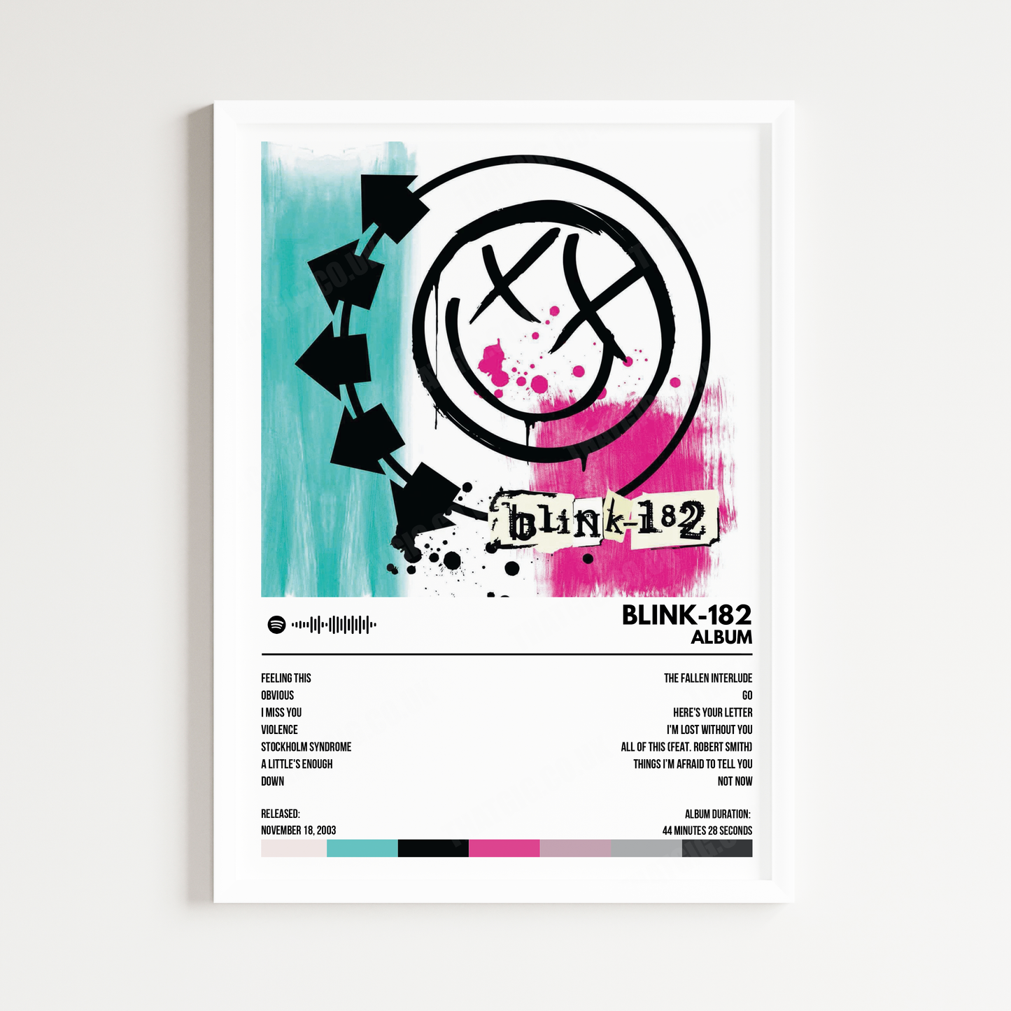 BLINK-182 - "ALBUM" Cover Poster - with Complete Tracklist