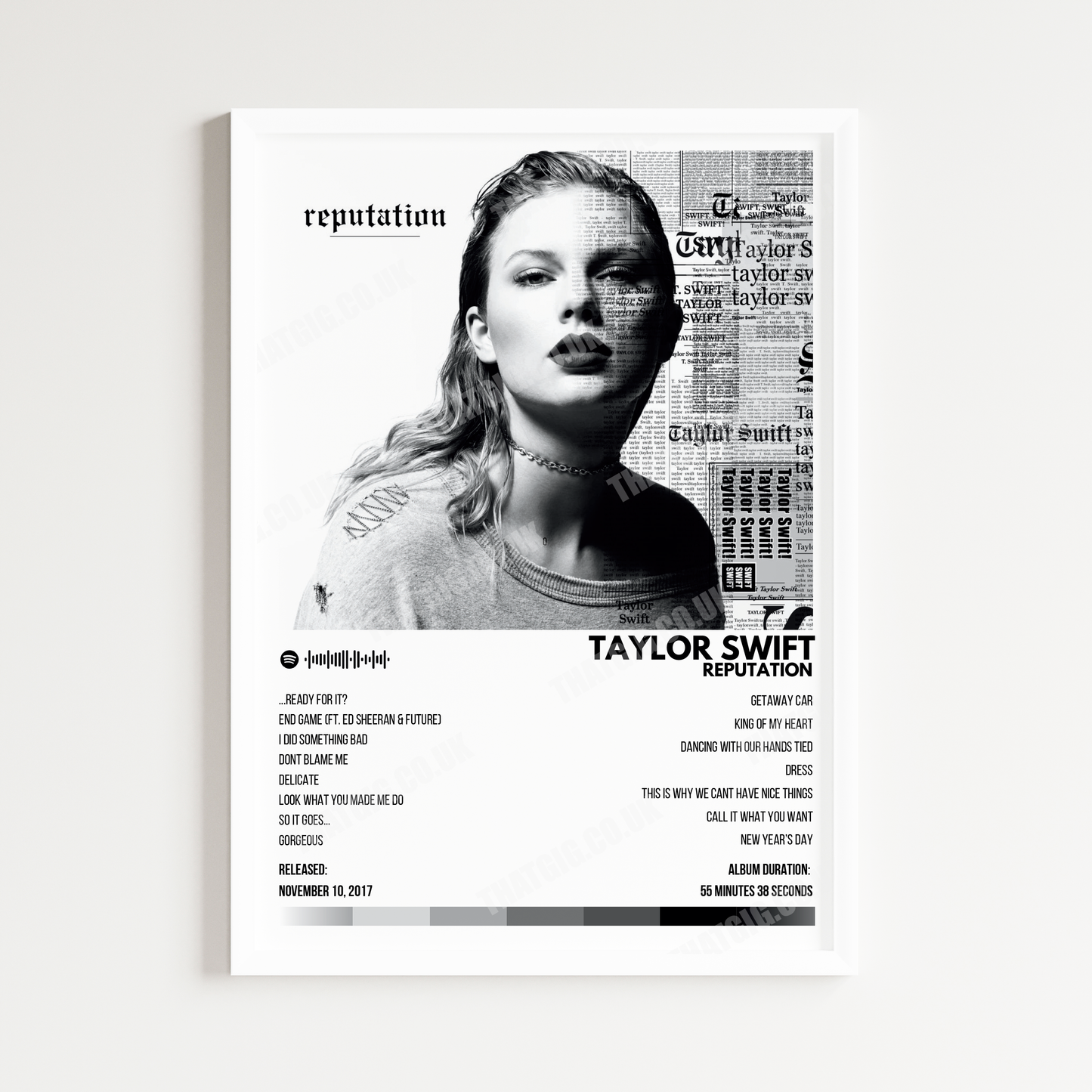 Taylor Swift - Reputation Album Cover Poster - with Complete Tracklist