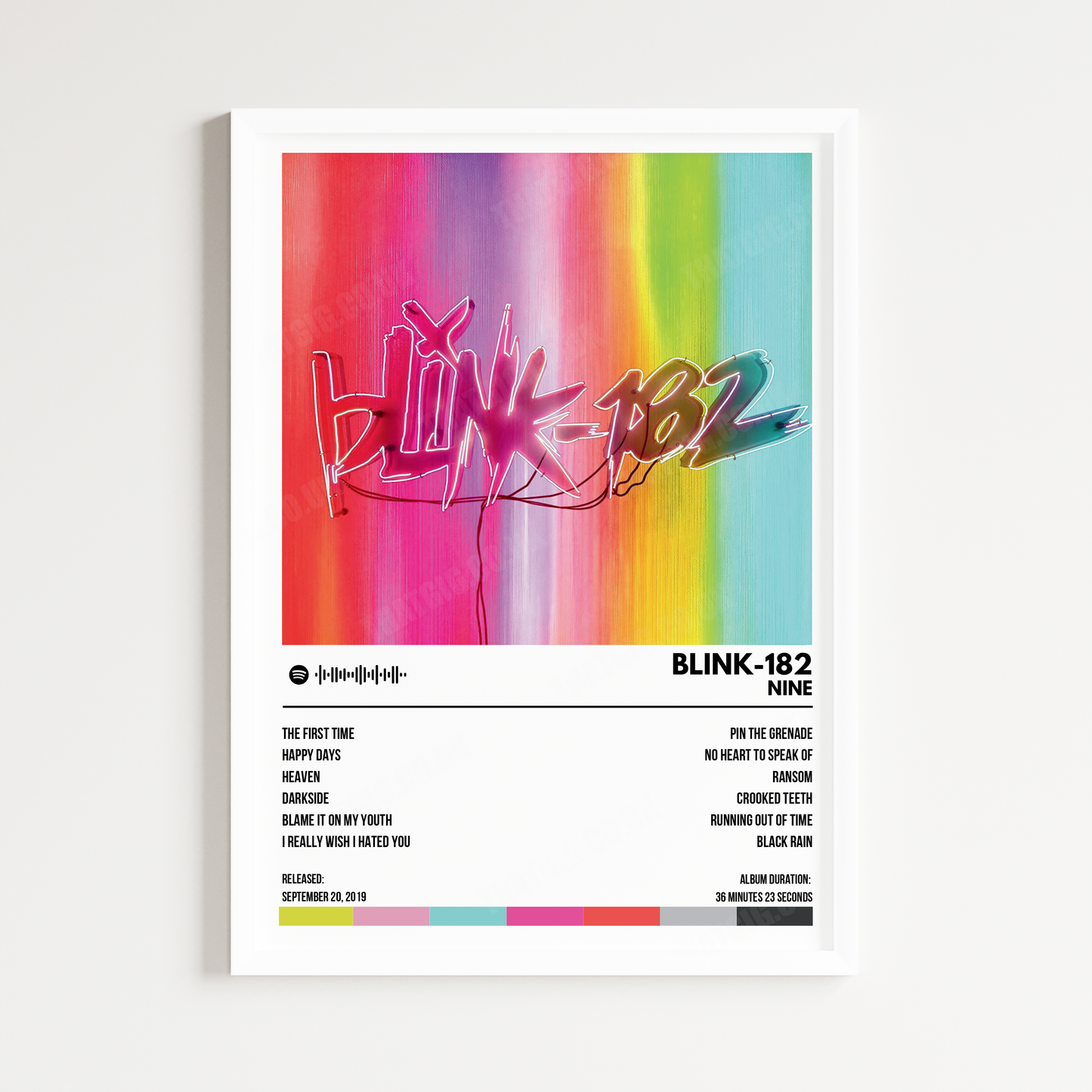 BLINK-182 - Nine Album Cover Poster - with Complete Tracklist