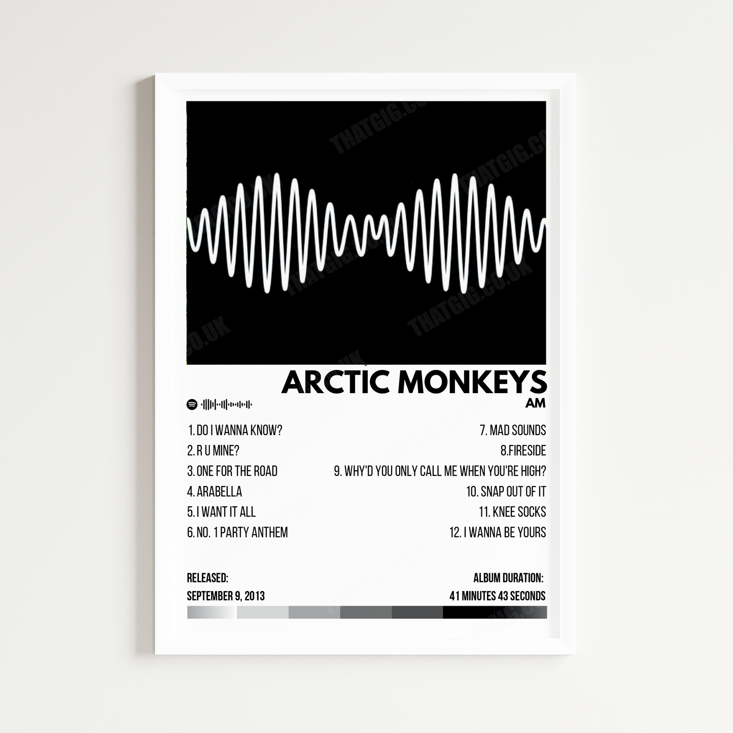 Arctic Monkeys - AM Album Cover Poster - with Complete Tracklist