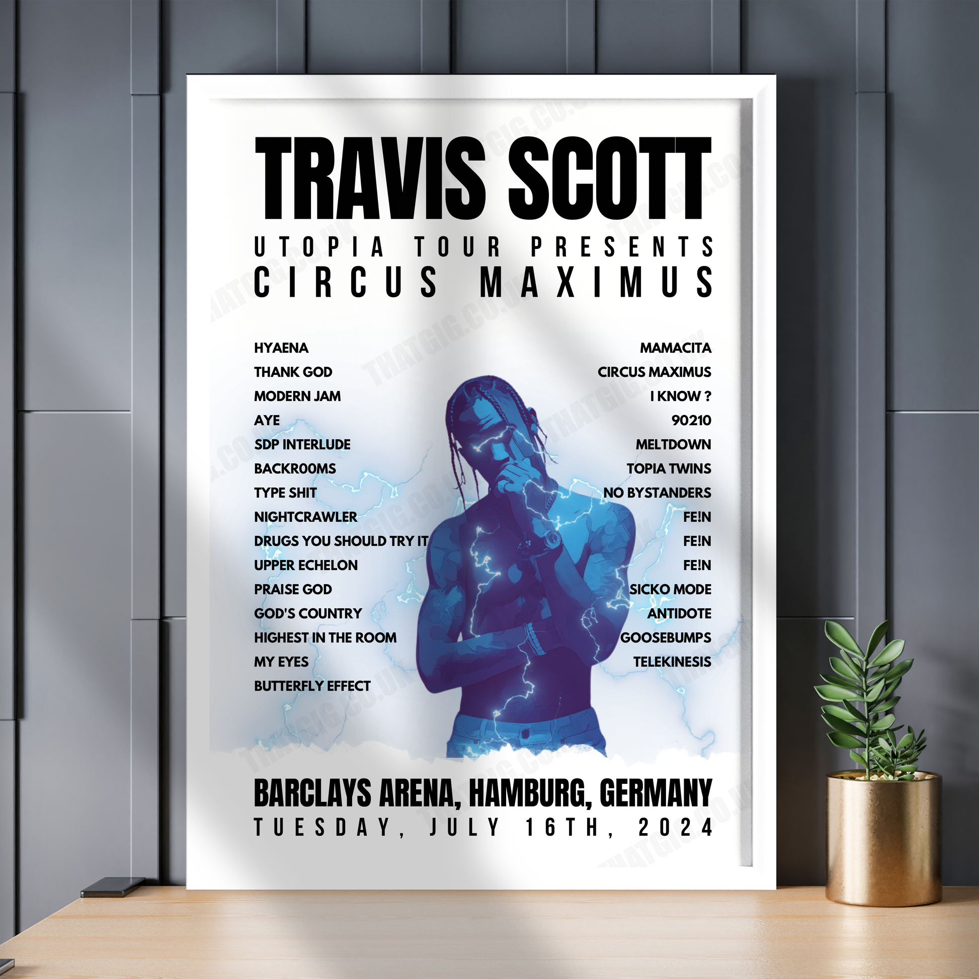 Travis Scott Setlist Poster - Barclays Arena, Hamburg, Germany - July 16th, 2024