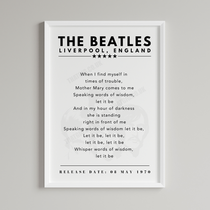 The Beatles Let It Be - Lyric Print Poster