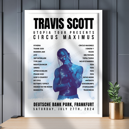 Travis Scott Setlist Poster - Deutsche Bank Park, Frankfurt, Germany - July 27th, 2024