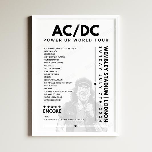 AC/DC Setlist Poster - Wembley Stadium, London, England, July 7, 2024