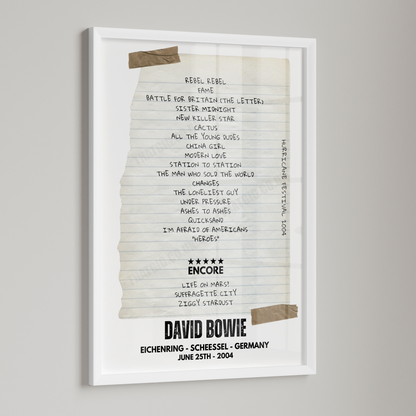 David Bowie Retro Setlist Poster - Eichenring, Germany on June 25th 2004