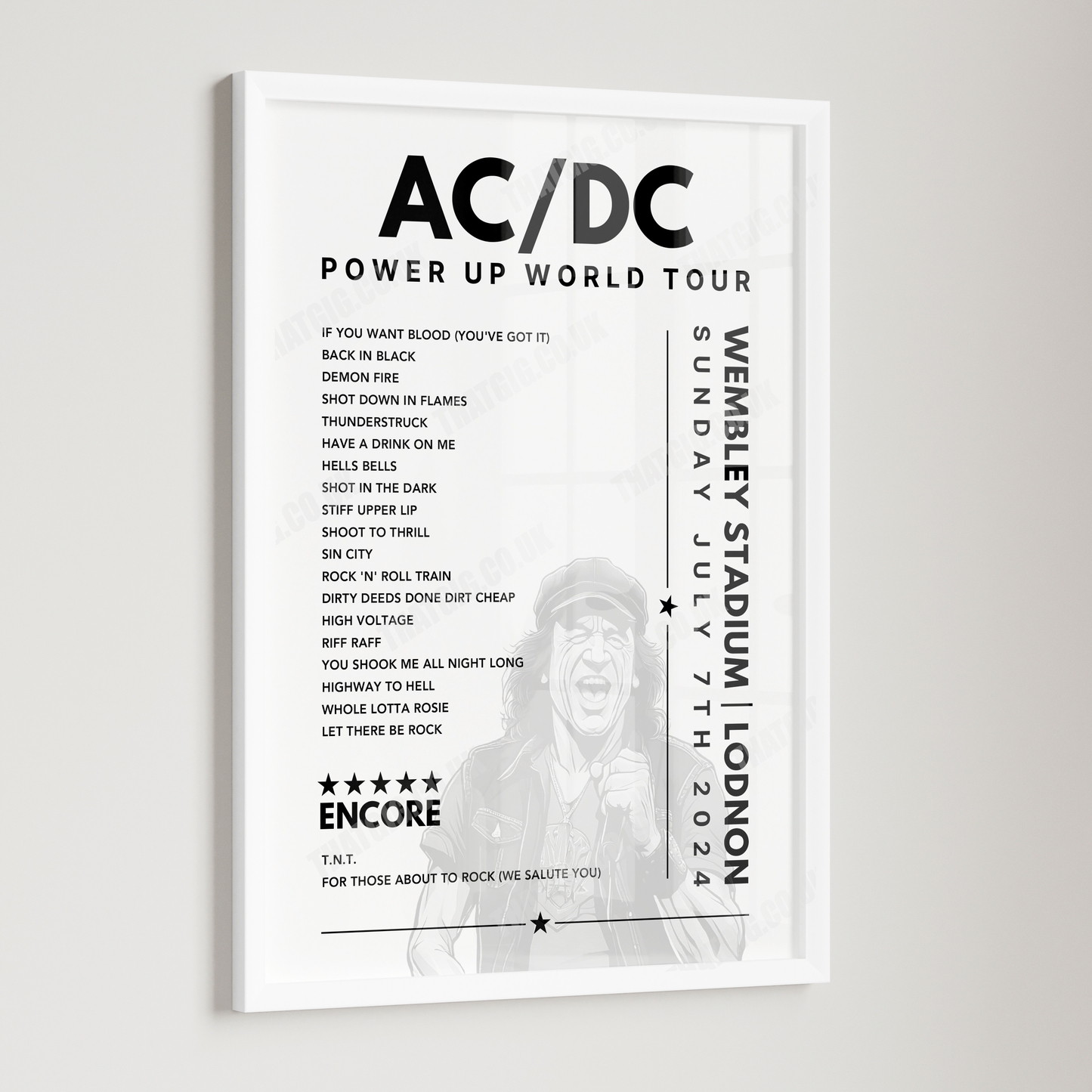 AC/DC Setlist Poster - Wembley Stadium, London, England, July 7, 2024