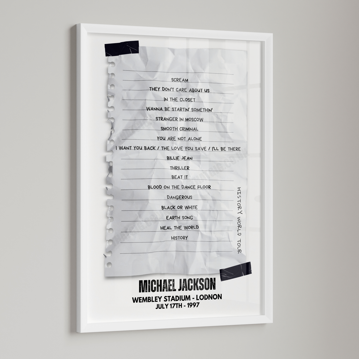 Michael Jackson Retro Setlist Poster - Wembley Stadium, London, July 17th 1997