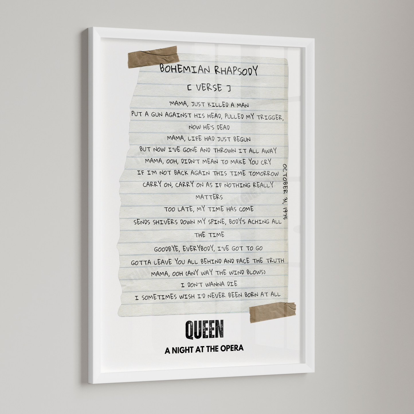 Queen "Bohemian Rhapsody" Lyric Poster