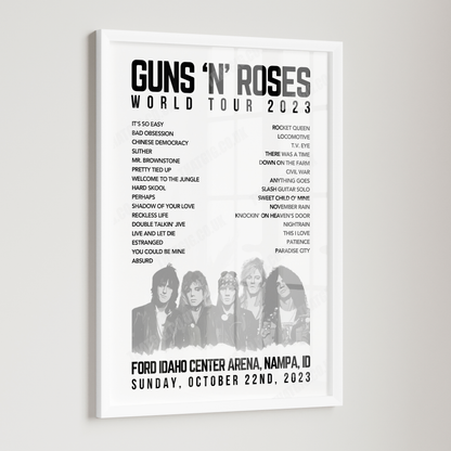 Guns N’ Roses Setlist Poster - Ford Idaho Center Arena, Nampa - October 22nd, 2023