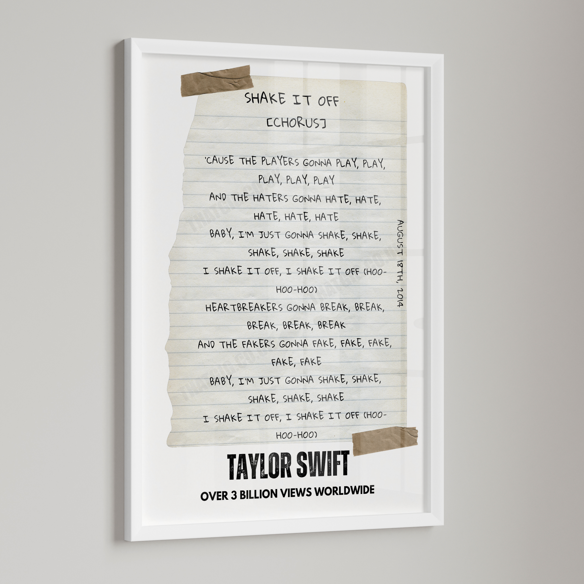 Taylor Swift "Shake It Off" Lyric Poster