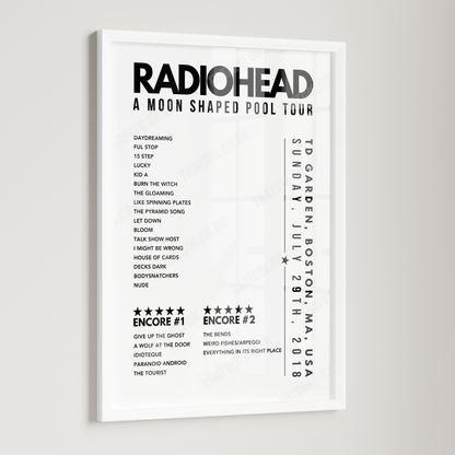 Radiohead Setlist Poster - TD Garden, Boston, MA - July 29th, 2018