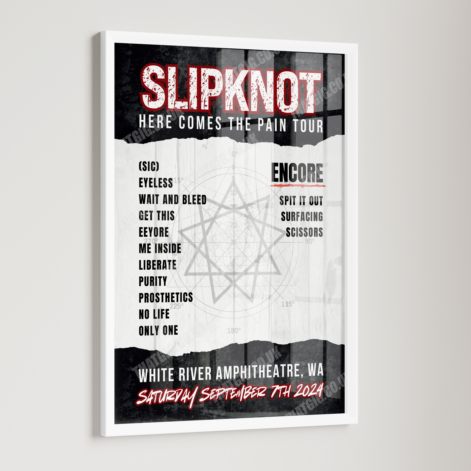 Slipknot Setlist Poster - White River Amphitheatre, WA - September 7th, 2024