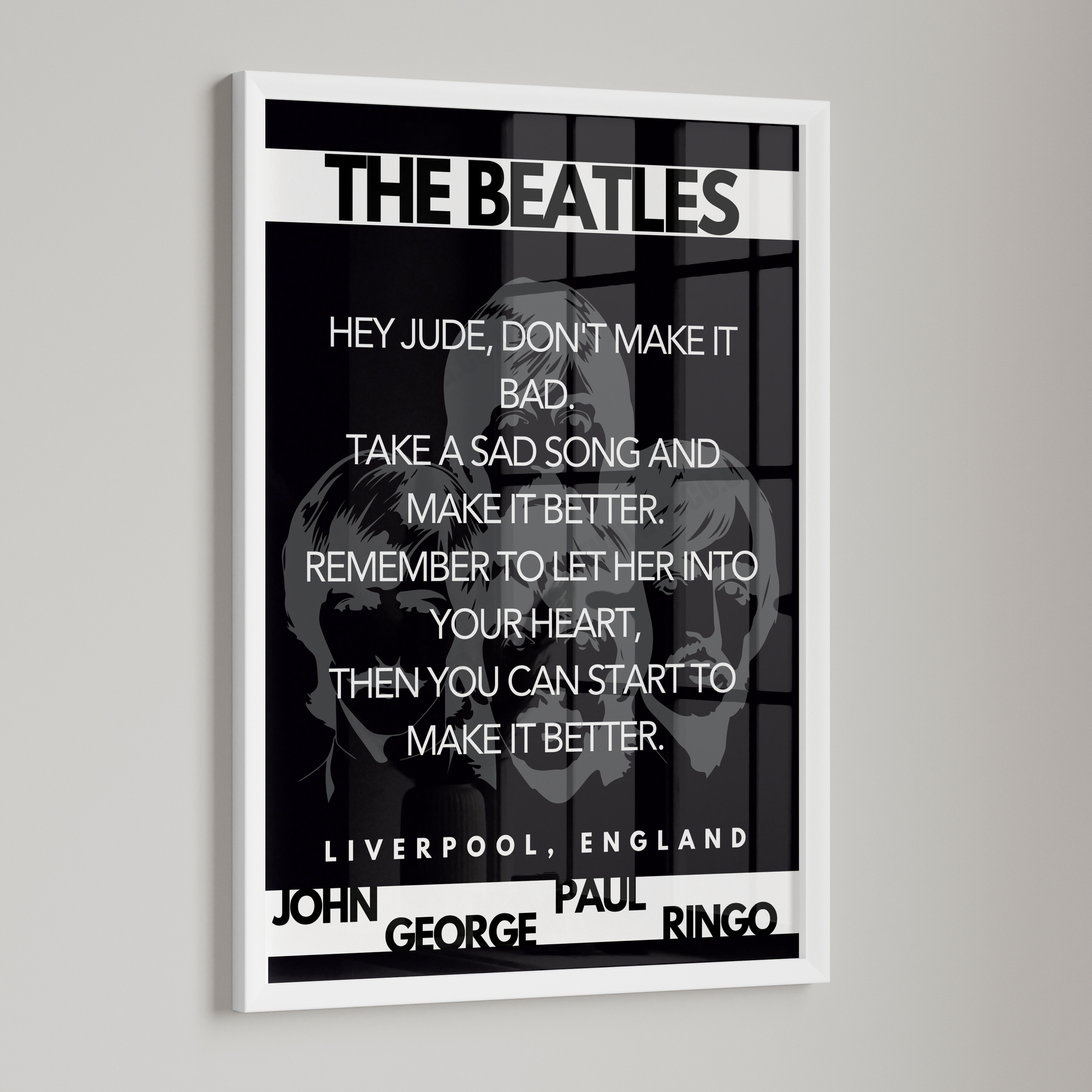 The Beatles Hey Jude - Lyric Print Poster