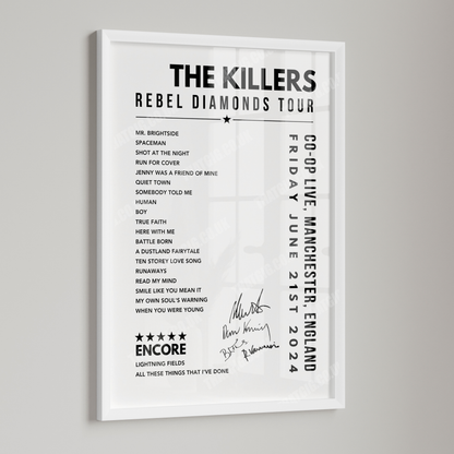 The Killers Setlist Poster - at the CO-OP Live, Manchester on June 21st, 2024