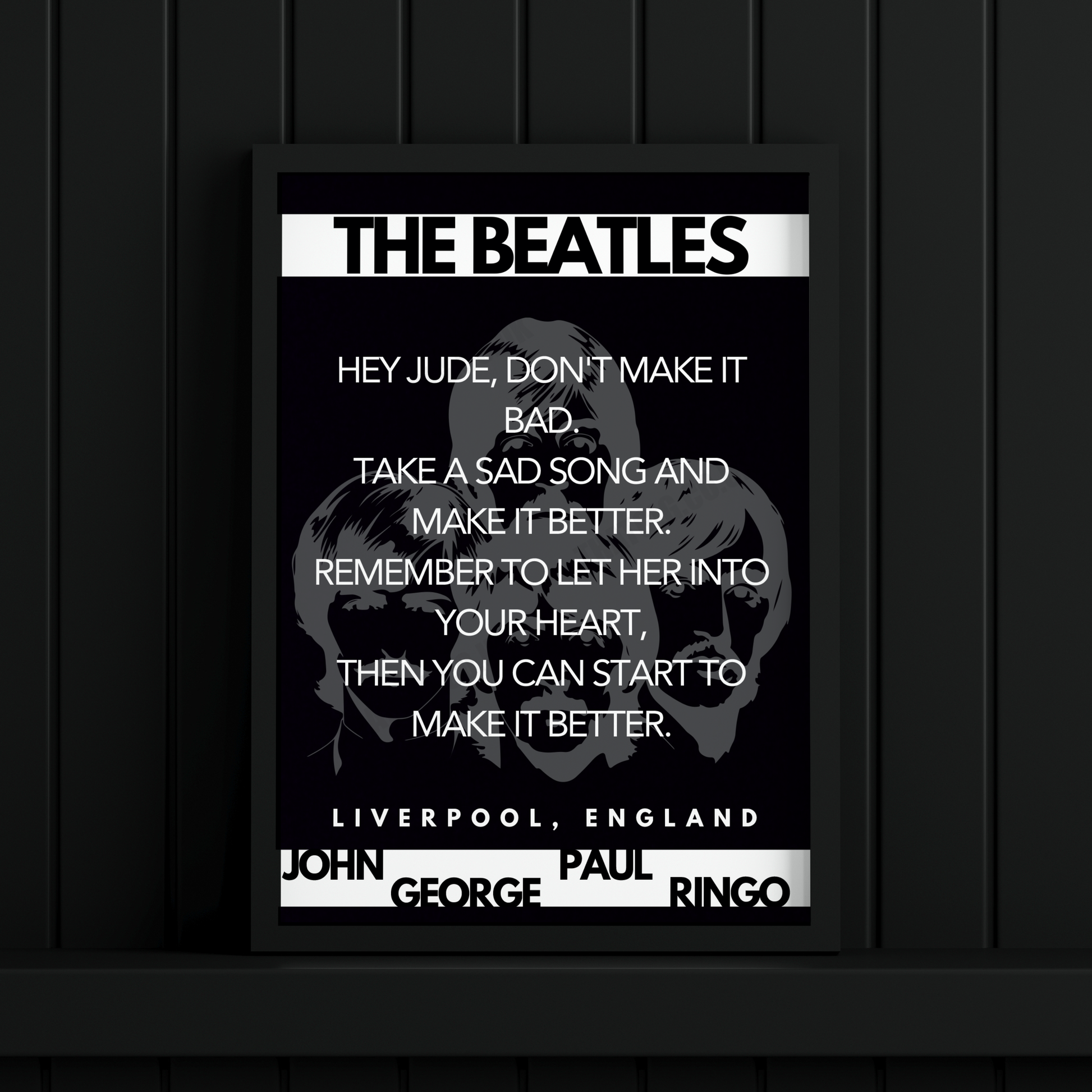 The Beatles Hey Jude - Lyric Print Poster