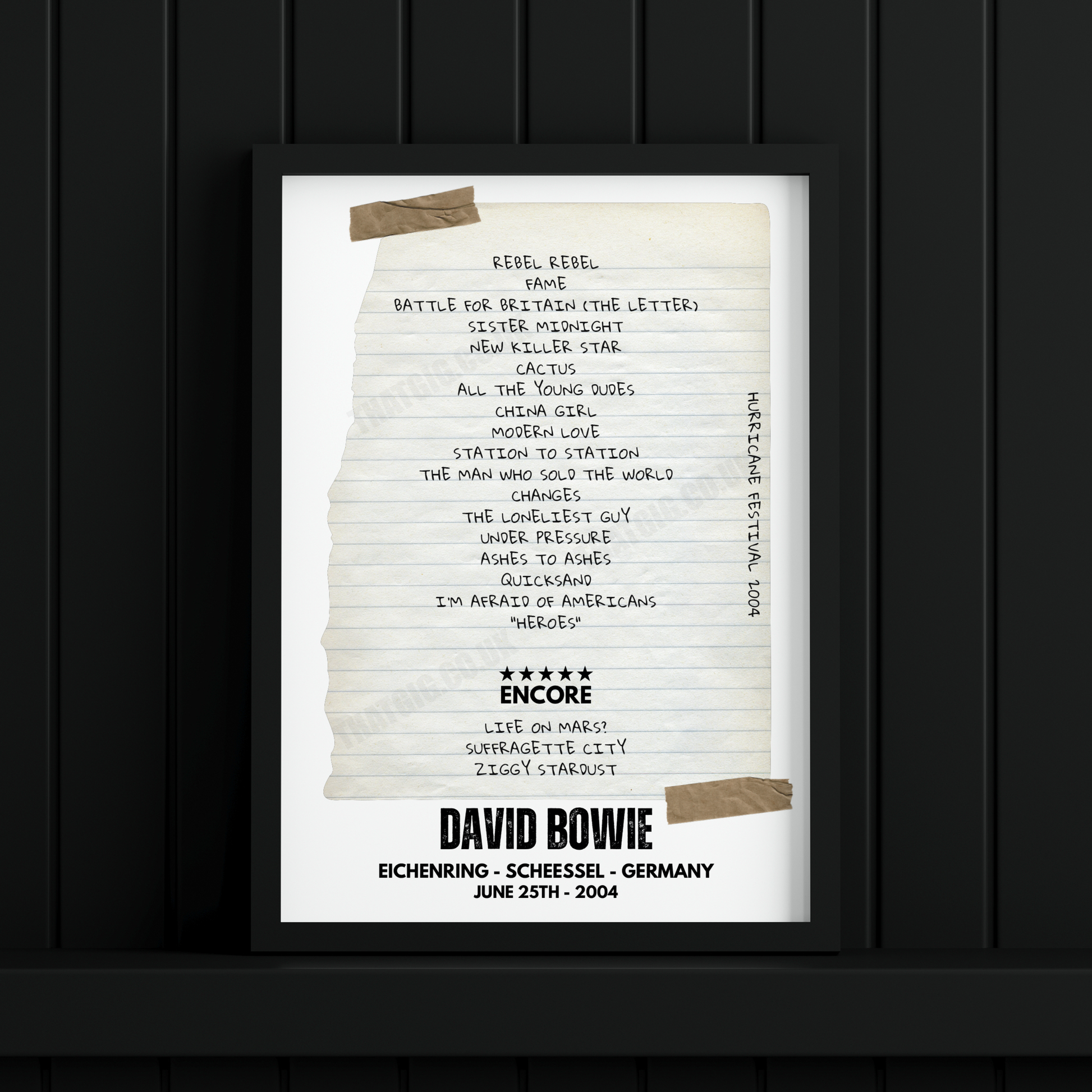 David Bowie Retro Setlist Poster - Eichenring, Germany on June 25th 2004