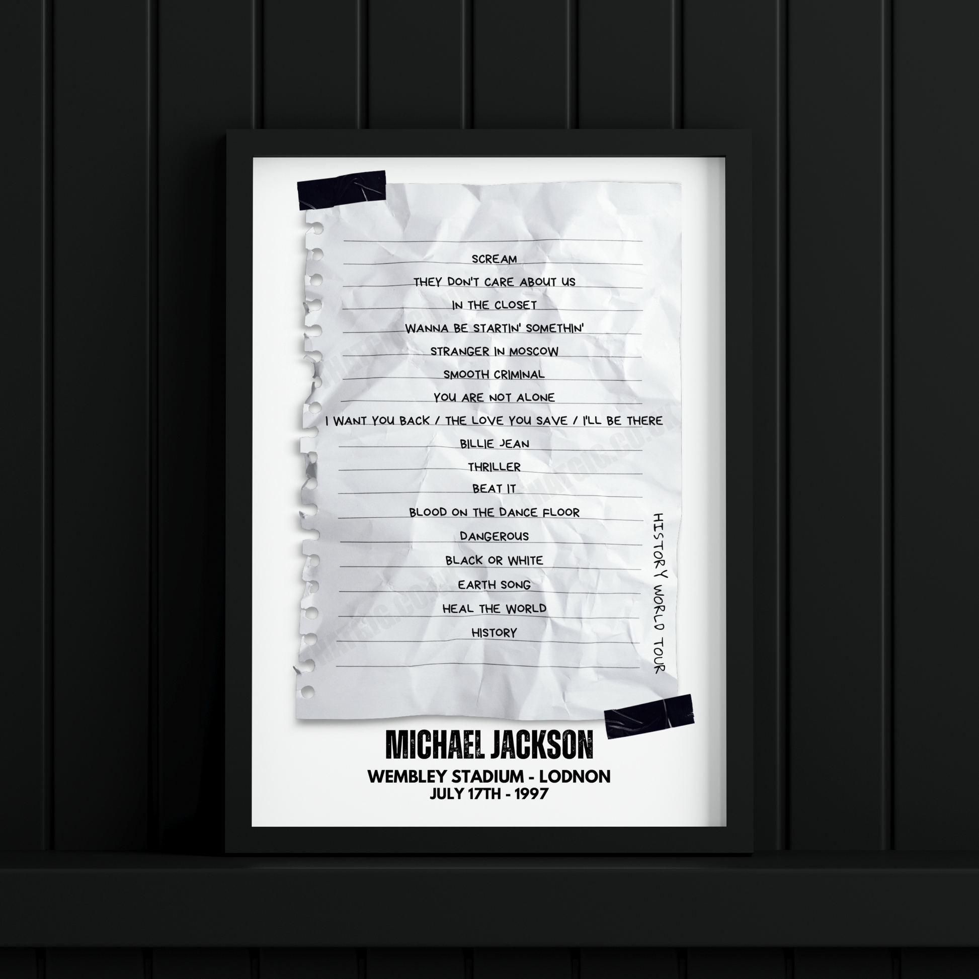 Michael Jackson Retro Setlist Poster - Wembley Stadium, London, July 17th 1997