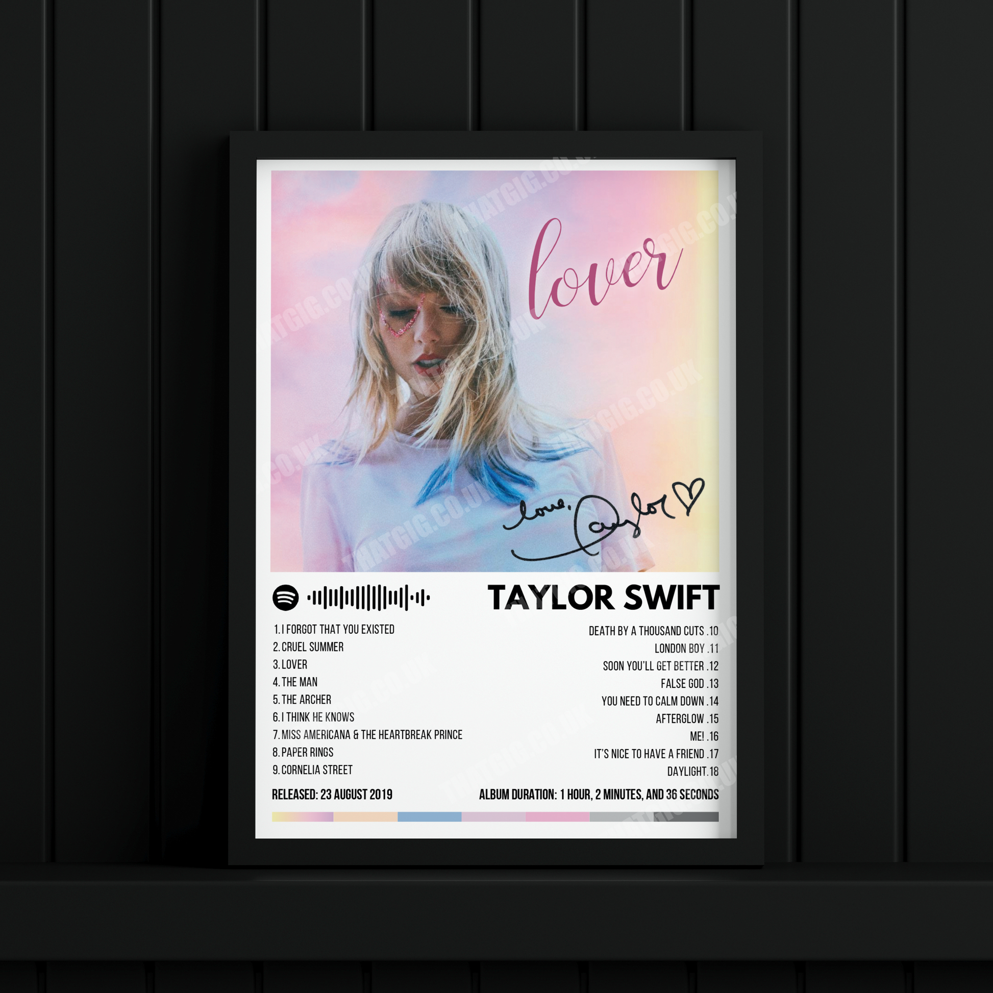 Taylor Swift "Lover" Album Cover Poster with Complete Tracklist