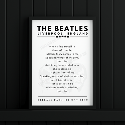 The Beatles Let It Be - Lyric Print Poster