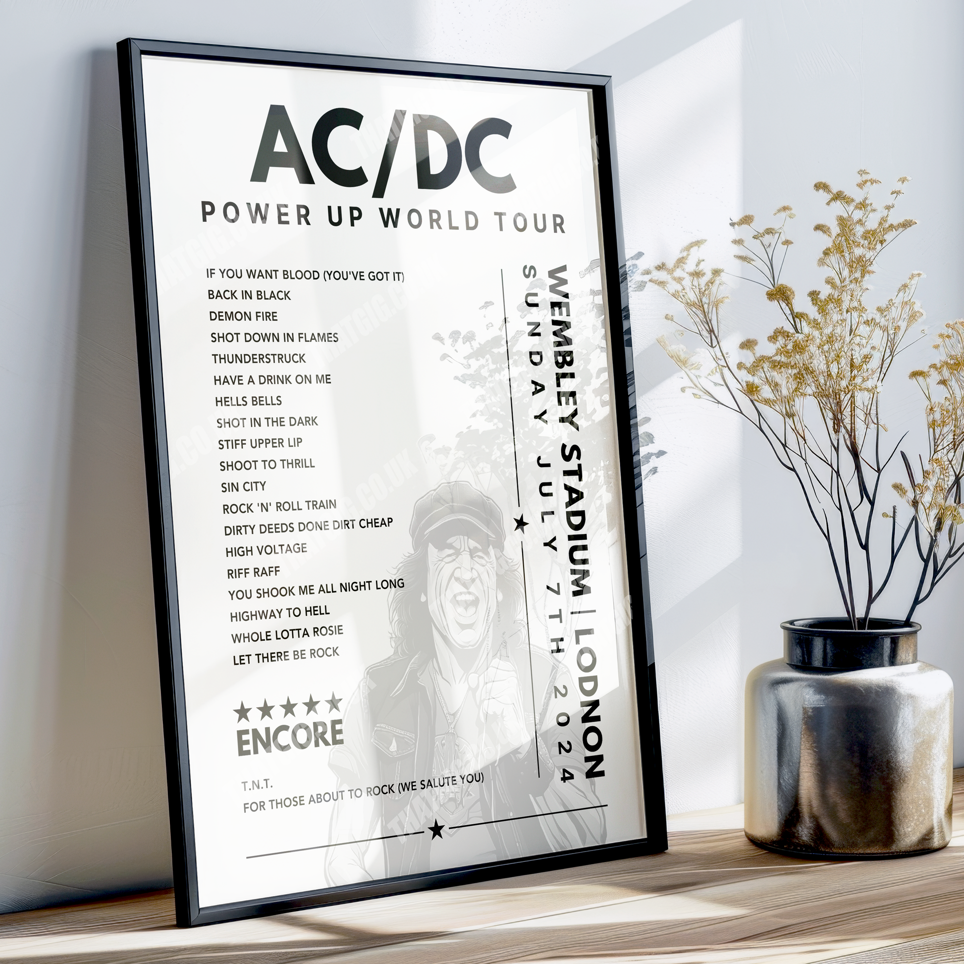 AC/DC Setlist Poster - Wembley Stadium, London, England, July 7, 2024