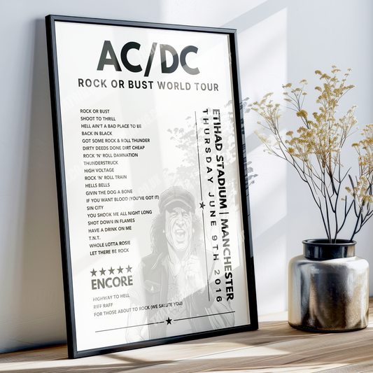 AC/DC Setlist Poster - Etihad Stadium, Manchester, June 9th, 2016