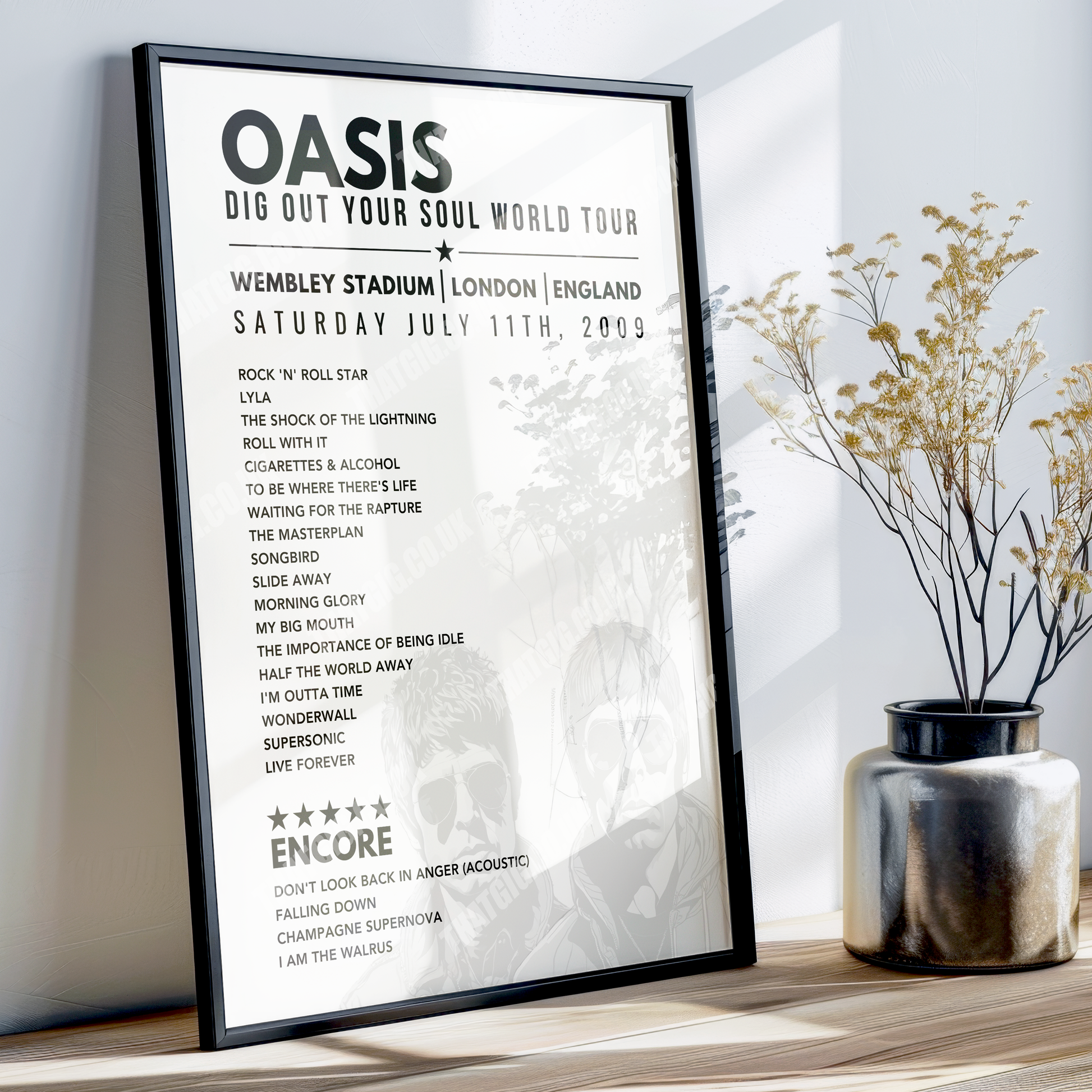 Oasis Setlist Poster - Wembley, London, 11th July 2009