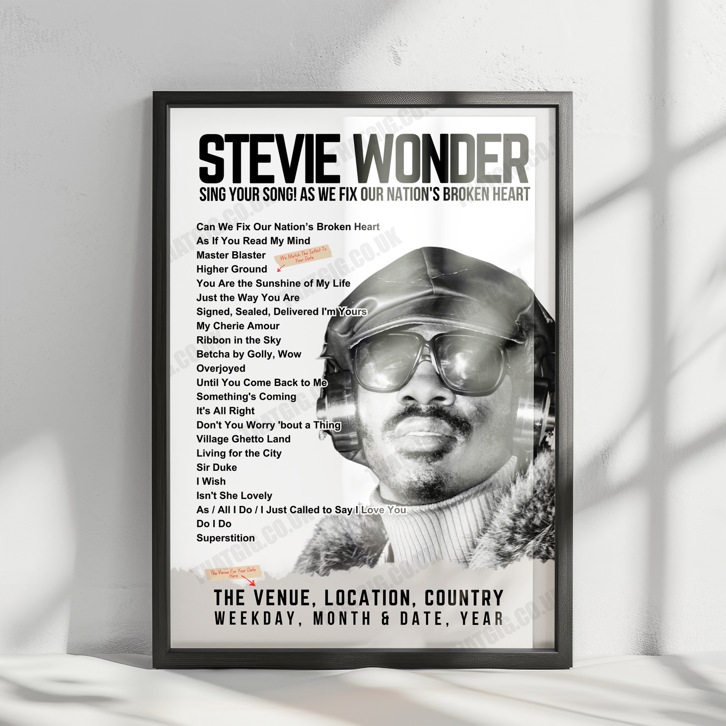 Stevie Wonder Setlist Poster - Wells Fargo Center, Philadelphia - October 12th, 2024