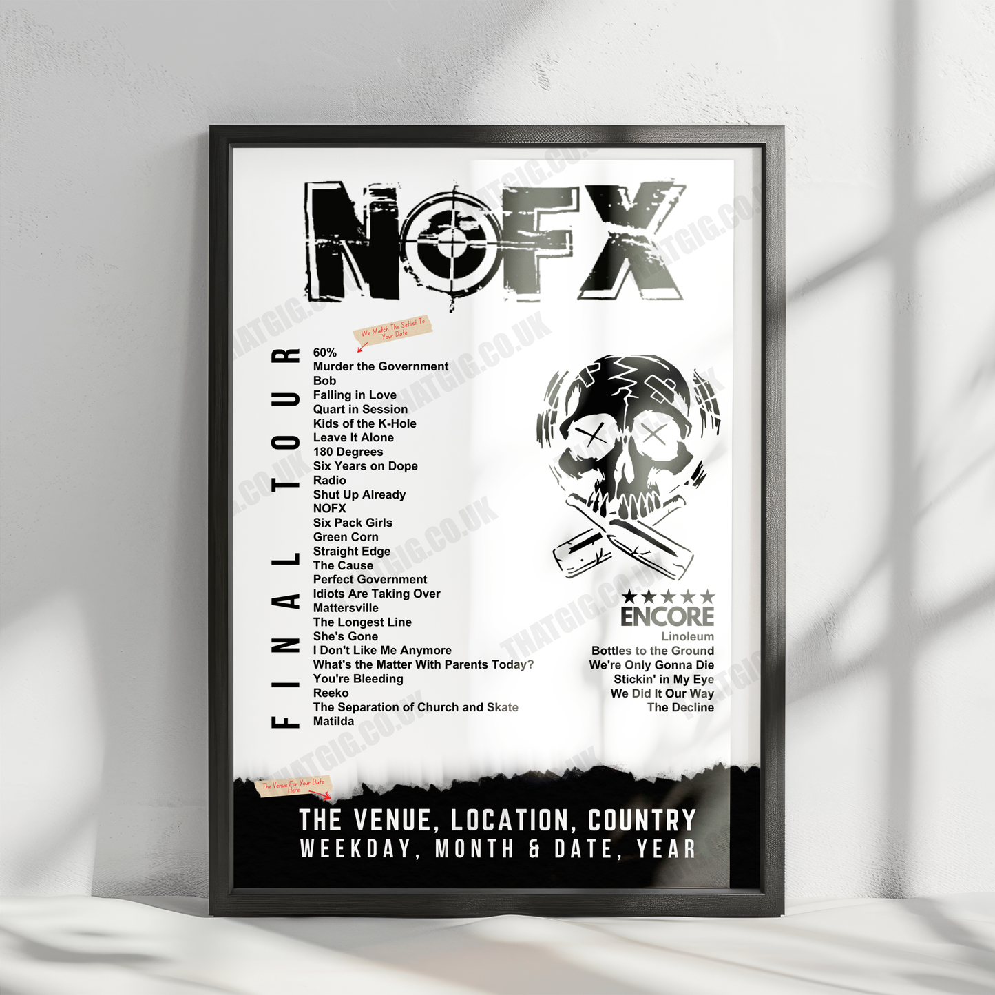 NOFX Setlist Poster - Eindhoven, Netherlands - May 19th, 2024