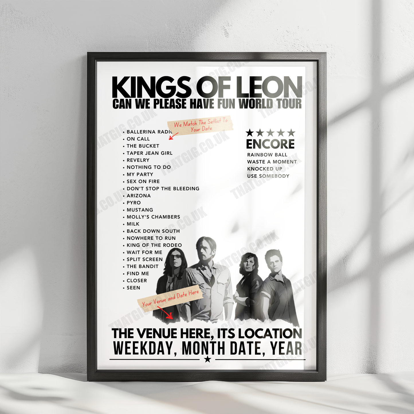 Kings of Leon Setlist Poster - Santa Barbara Bowl, CA - August 26th, 2024