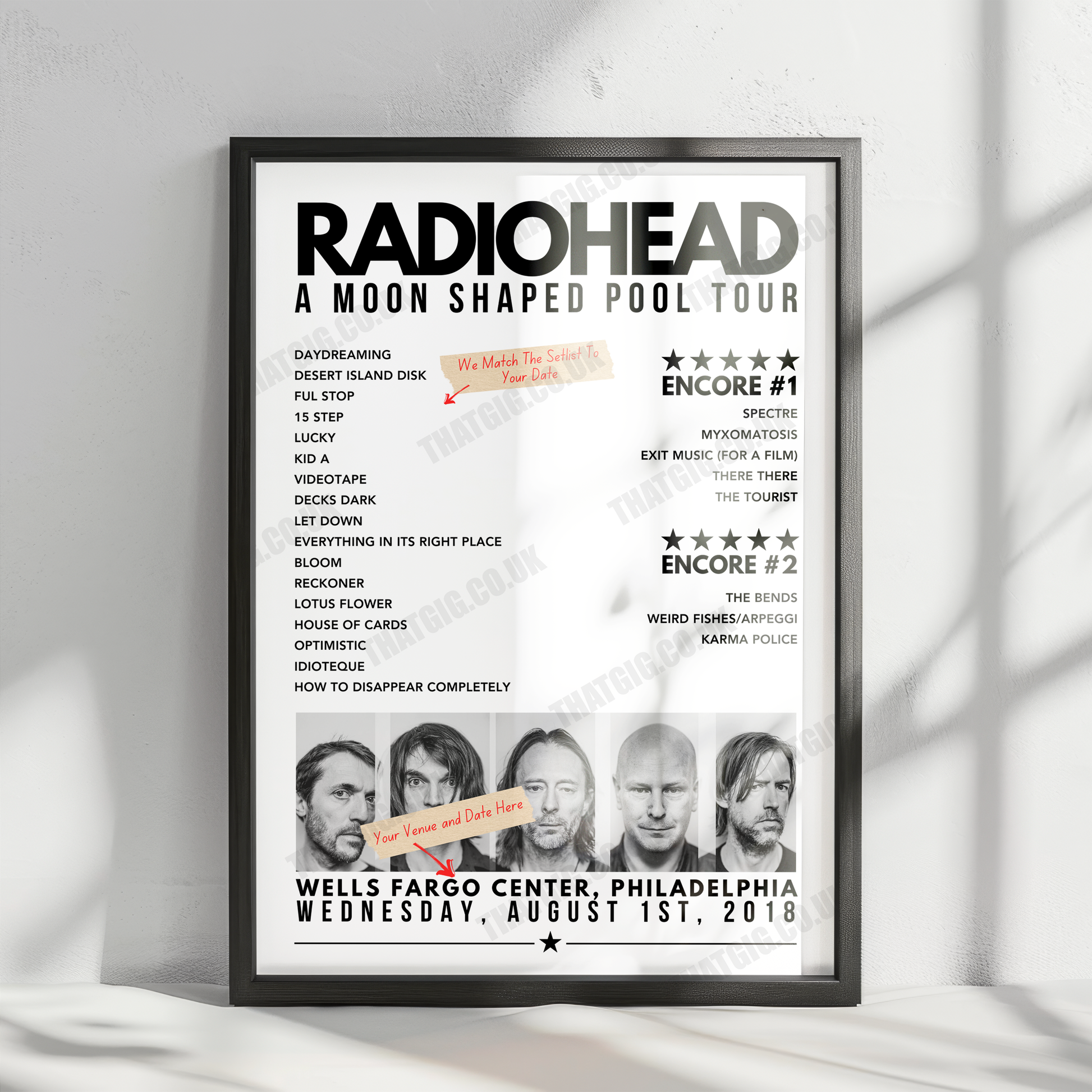 Radiohead Setlist Poster - TD Garden, Boston - July 29th, 2018