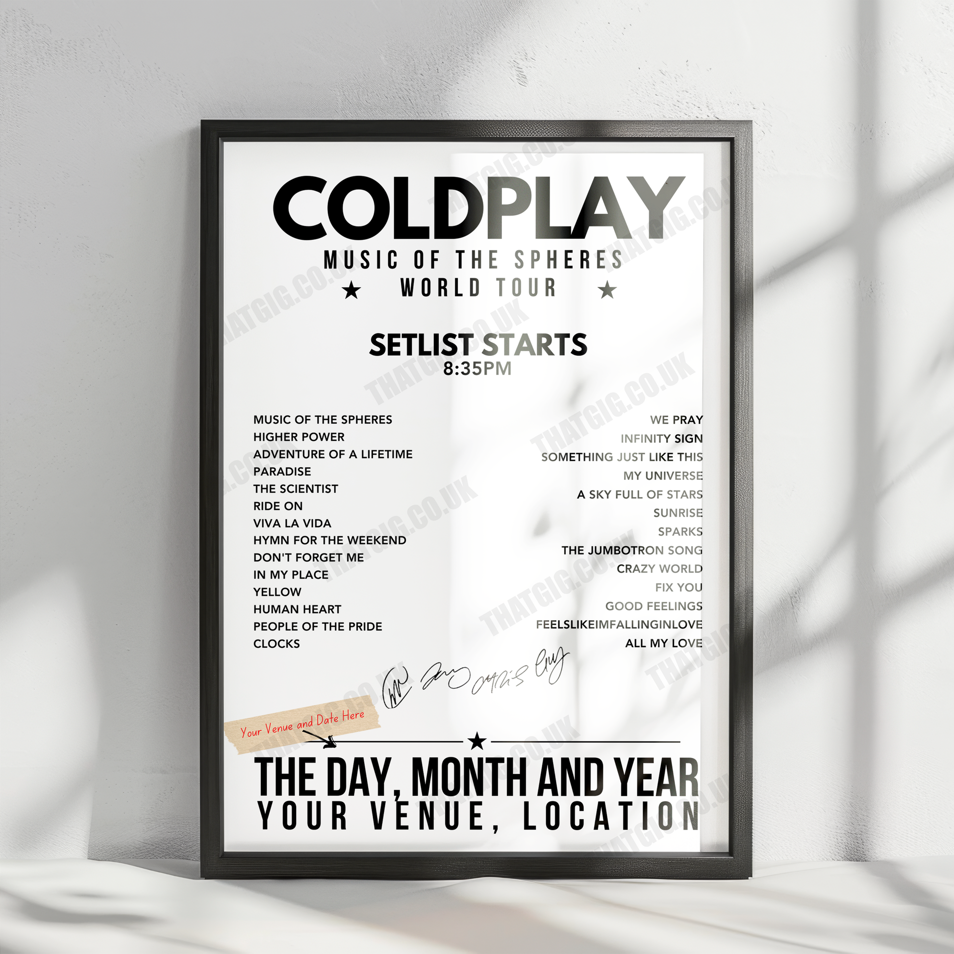 Coldplay Setlist Poster - Merkur Spiel-Arena, Düsseldorf - July 20th, 2024