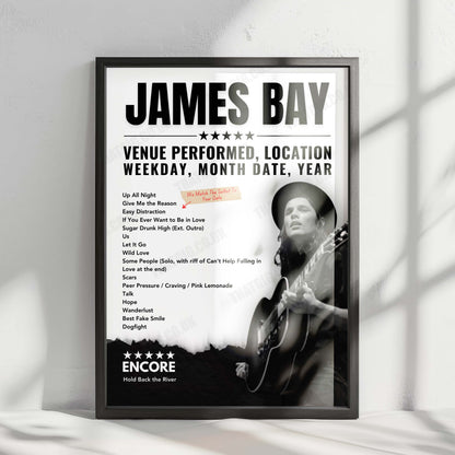 James Bay Setlist Poster - Columbiahalle Berlin - January 19th, 2025