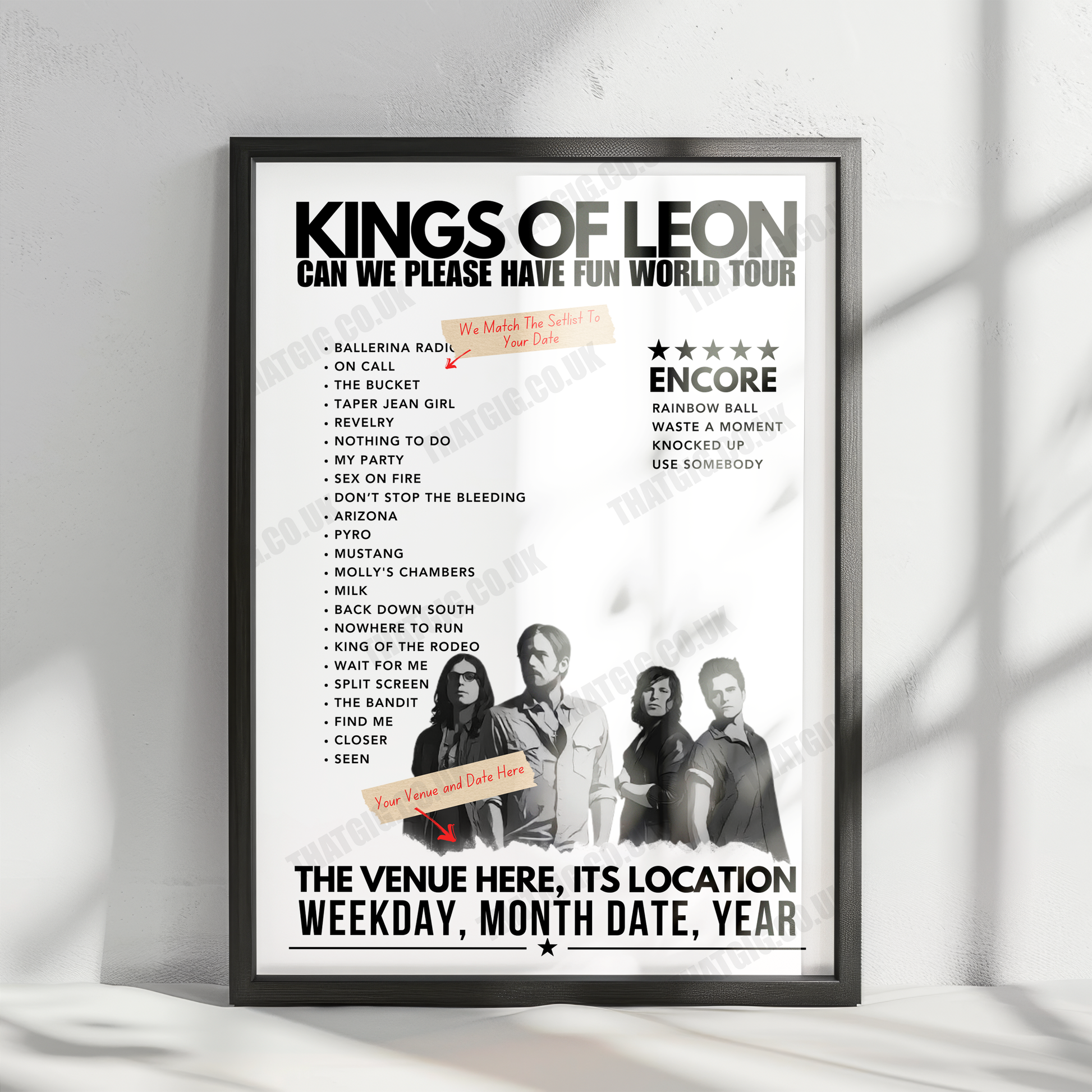 Kings of Leon Setlist Poster - Kia Forum, Inglewood - August 22nd, 2024