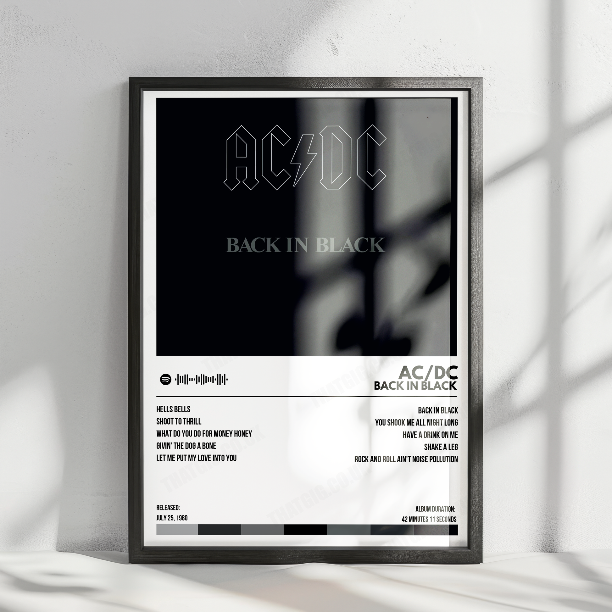 AC/DC ''Back in Black'' Album Cover Poster - with Complete Track list