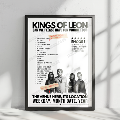 Kings of Leon Setlist Poster - Moda Center, Portland - August 28th, 2024