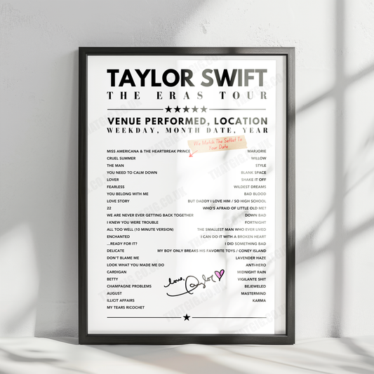 Taylor Swift Setlist Poster - Rogers Centre, Toronto, Canada - November 14th, 2024