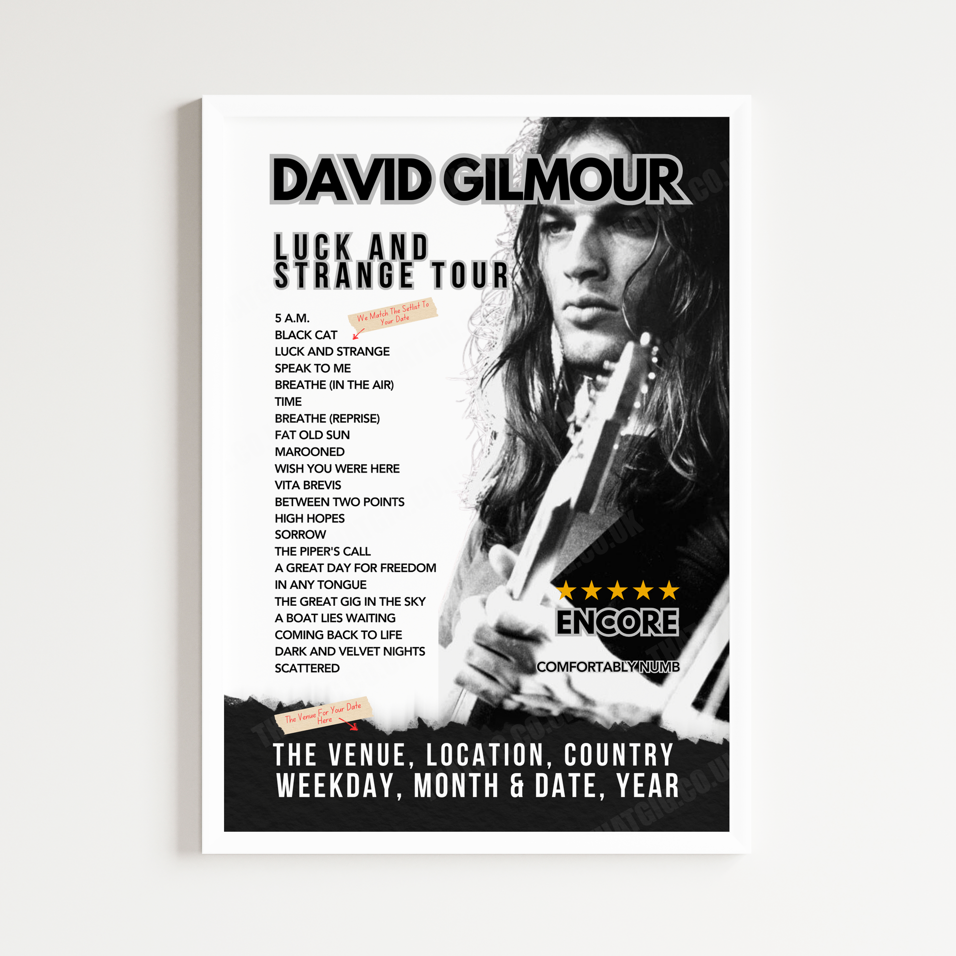 David Gilmour Setlist Poster - Royal Albert Hall, London, England - October 15th, 2024