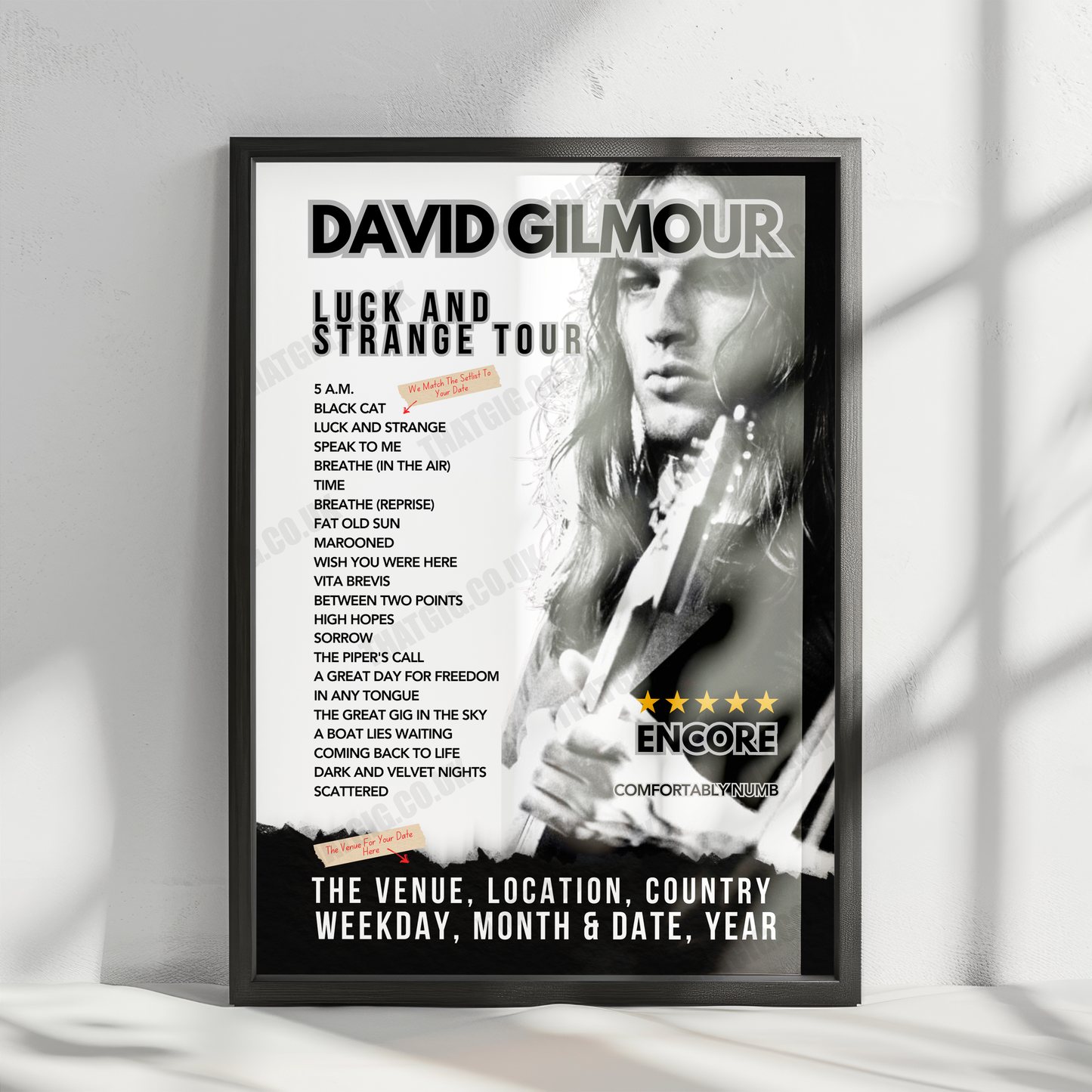 David Gilmour Setlist Poster - Royal Albert Hall, London, England - October 15th, 2024