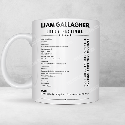 Liam Gallagher Setlist Poster - Leeds Festival on August 23rd, 2024