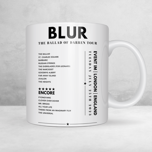 Blur Setlist Mug - Eventim Apollo in London on July 25th, 2023